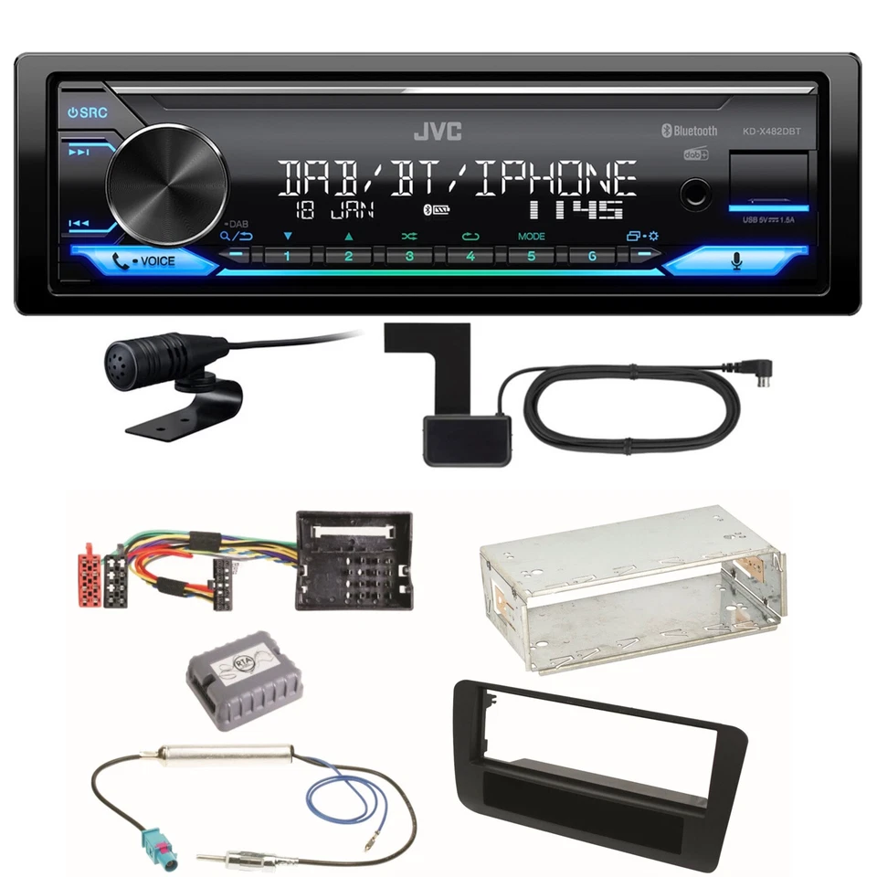 JVC KD-X482DBT Bluetooth Digitalradio USB Einbauset für Audi A1 8X - Bild 1 von 1