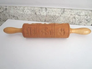 Vintage Cookie Press Rolling Pin Birds Butterfly Flowers - Picture 1 of 6