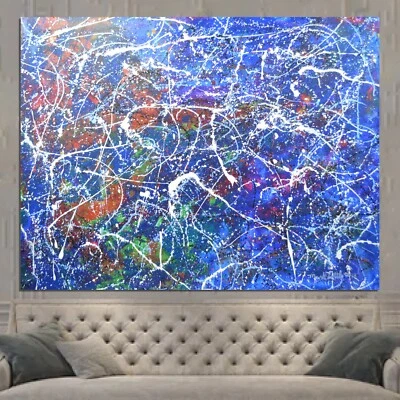 Pollock/Richter style Professional Painting 84”X62” (7 Foot) Abstract Modern XL - Image 1 of 4