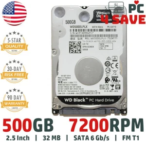 Western Digital 500GB 2.5" Internal HDD 7200RPM SATA 6Gb/s WD5000LPLX-75ZNTT1 WD - Picture 1 of 2