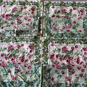 April Cornell Tischsets Servietten je 4 gelb grün Erdbeere Blumen Landhaus - Bild 1 von 10