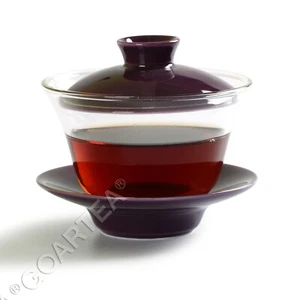 Taza de té y salsa Gongfu Gaiwan de porcelana de vidrio transparente púrpura 130 ml - Imagen 1 de 4