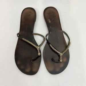 Giuseppe Zanotti Rhinestone Flip Flop Sandals Womens 37 US 7 - Picture 1 of 7