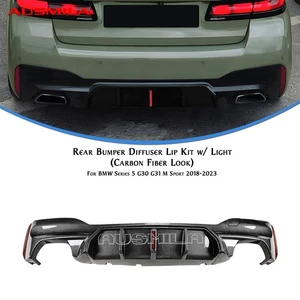 Rear Bumper Diffuser Lip Kit W/ Light For BMW 5 Series G30 G31 M Sport 2018-2023 - Picture 1 of 5