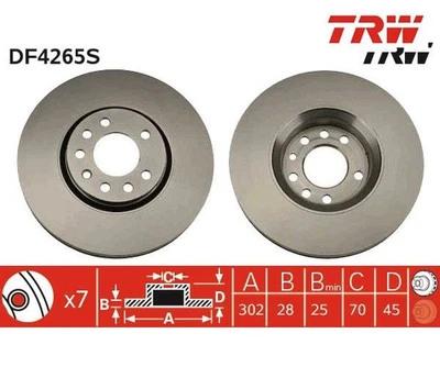 2pcs Brake Disc TRW DF4265S for Saab 9-3 9-3 Estate 9-3X - Image 1 of 2