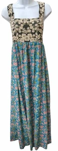 Neu Natural Life Blumen Strand Maxikleid L Tricia Seitenschlitze Boho Blau Neu mit Etikett - Bild 1 von 9