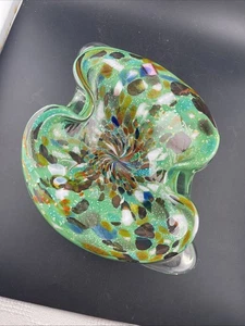 Posacenere vintage vetro artistico Murano grande soffiato a mano arcobaleno metà secolo moderno Ita - Foto 1 di 9