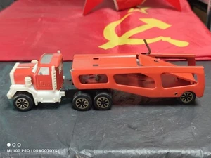 VINTAGE CAR TRANSPORTER TRUCK TOY AUTOCARIER HAULER 'MIR' BULGARIA 27cm LONG - Picture 1 of 24