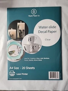 LASER Waterslide Decal Paper CLEAR 20 Sh 8.5”x11” Made In USA Free Delivery - Afbeelding 1 van 2