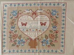 Joan Kessler/Concord~"Love One Another Sampler"~Cotton Fabric~ 18.75"x16.25" - Picture 1 of 3