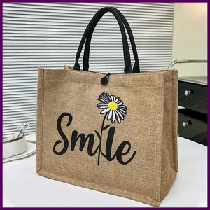Bolso de Mano Tejido Mujer Nuevo Pintado a Mano Patrón Letra Bolso de Lona - Imagen 1 de 24