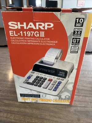 SHARP 10 Digit Printing Calculator Adding Machine EL-1197GIII Corded Tested - Image 1 of 4