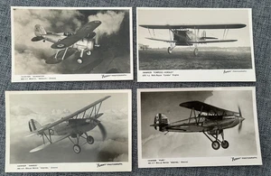 FLIGHT PHOTOGRAPH BI PLANES HAWKER GLOSTER VINTAGE POSTCARD SET X 4 POSTCARDS - Picture 1 of 4