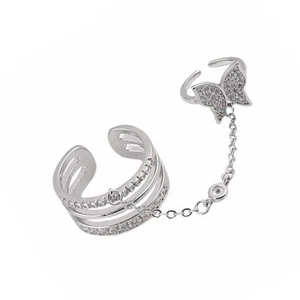 Kettenfingerring Schmetterlinge Fingerspitzenring Öffnungsknuckelring für Frauen - Bild 1 von 12