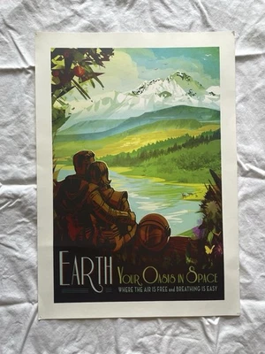 NASA Earth Your Oasis in Space Large Travel Poster Exoplanet JPL Tourism Print - Image 1 of 4