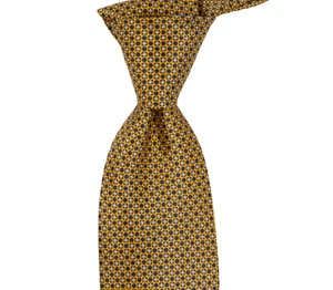 $330 Nuevo con Etiquetas Stefano Ricci Amarillo Satinado con Azul Geométrico Seda Corbata Italia 3.5W - Imagen 1 de 4
