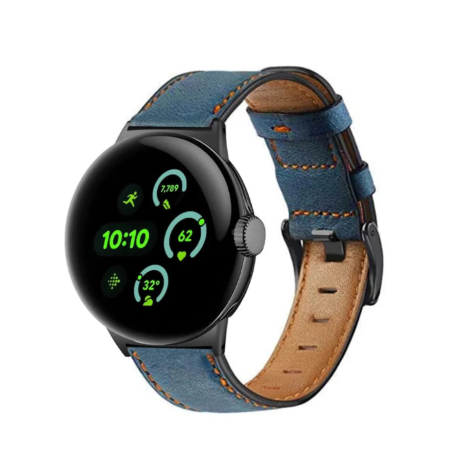 Retro Cowhide Leather Bands Watch Strap for Google Pixel Watch 3 45mm Wristband - Image 1 of 4