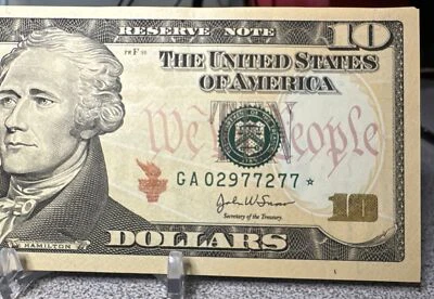 $10 2004-A Star FEDERAL RESERVE NOTE  GA/⭐️ BLOCK (fw) ( BOSTON “A”) UNC STAR ⭐️ - Image 1 of 4