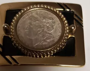 1885 Morgan Silver Dollar Coin In A Belt Buckle Western Style - Picture 1 of 3