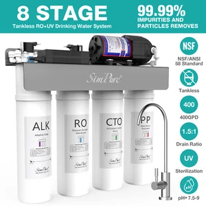 WP2-400GPD 8-Stage UV Sterilizer Alkaline Ph+Reverse Osmosis Water Filter System - Picture 1 of 13