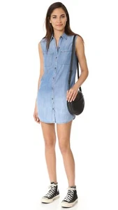 True Religion Utility Shirt Dress Indigo Soft Chambray New with Tag - XS $159 - Picture 1 of 10