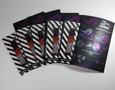 Asus Rog Republic of Gamers Keychain and New ROG sticker sheets, set of 5 each. - Image 1 of 4