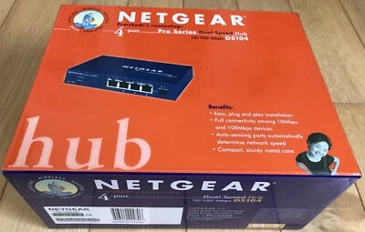 NETGEAR DS104 4 Port Pro Series-Brand New 4-Port 10/100 Dual Speed Hub - Image 1 of 4