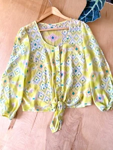 Miss selfridge 12 blouse floral summer top BOHO bohemian sheer geometric aztek - Picture 1 of 9