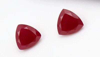 Trillion Shape Ruby Opaque AAA Rated Lab Created Facated Synthetic 3mm to 10mm - Image 1 of 4