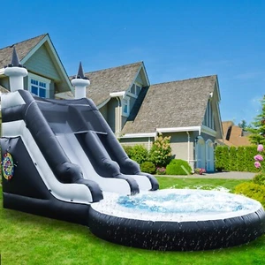 24FT Commercial Giant Inflatable Water Slide with Pool&Dartboard for Adults Kids - Picture 1 of 13
