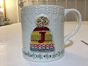 ANTHROPOLOGIE Bundled Up J Initial Stocking Cap Coffee/Tea Mug 19 oz NEW - Picture 1 of 10