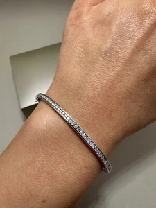 Brazalete de oro blanco de 9 quilates de 1,00 quilates cultivado en laboratorio LGSL94 - Imagen 1 de 15
