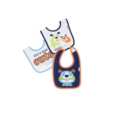 Baberos Gerber Baby Boys 3 Piezas Azul/Naranja Cachorro; ROPA BEBÉ REGALO DUCHA Foto 1 de 4