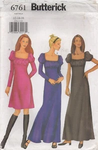 Vestido Butterick Costura Patrón 6761 FÁCIL Imperio en Tela Tejida Talla 12 14 16 Nuevo - Imagen 1 de 13