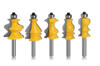1/4" 1/2" 8mm Shank Architectural Molding Router Bit Profile Edge Cutter Set - Image 1 of 4