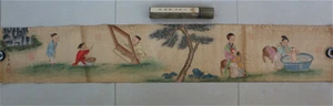 Rare 100% Hand-painted Long Painting Children With Box Marked Jiao Bingzhen 焦秉贞 - Picture 1 of 11