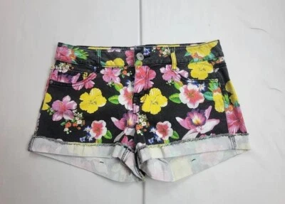 Pantalones cortos negros de jean florales con corte LEI para mujer talla 9 (31x2 MEDIDO) Foto 1 de 4