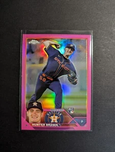Tarjeta de novato 2023 Topps Chrome Hunter Brown #197 exclusiva refractor rosa Astros - Imagen 1 de 4