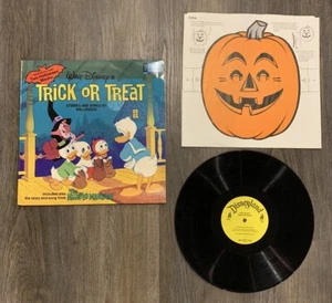 Vintage 1974 Disney's TRICK OR TREAT Halloween Haunted RECORD w/2 MASKS Vinyl LP - Picture 1 of 2