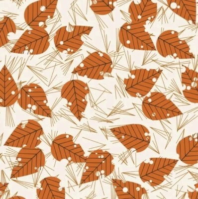 Charley Harper•Michigan Audubon•Leaves & Pine Needles Fabric!1yd•BTYOrganic!Fast - Image 1 of 2