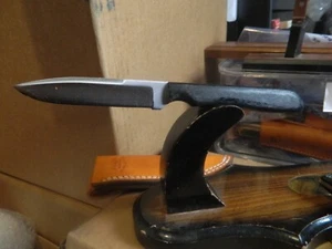 ANZA 8" SLIM BLACK MIRCATA HANDLE FIXED BLADE FILESTEEL HC BLADE SUPER SHARP LEA - Picture 1 of 15