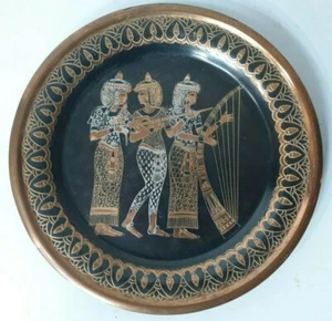 Einzigartige alte ägyptische geätzte Kupferplatte, Teller/Wandbehang Plakette. - Bild 1 von 9