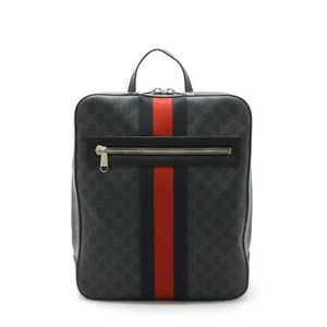 Gucci GG Supreme Web line Backpack Daypack PVC Leather478324 Black - Picture 1 of 9