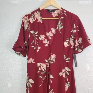 Lulu’s September Sunsets Floral Print Wrap Maxi Dress Size Small S Burgundy NEW - Picture 1 of 14