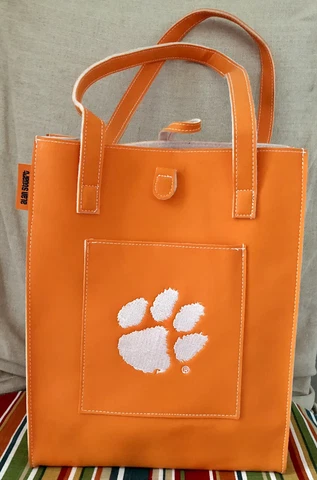 ALAN STUART ORANGE/WHITE CLEMSON UNIVERSITY HANDBAG PURSE Cover