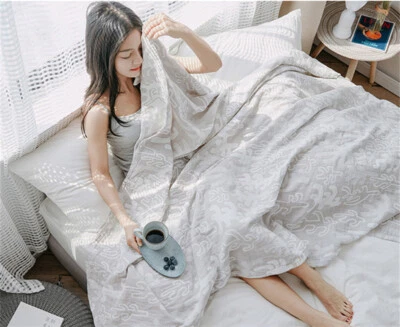 Pure Cotton Blanket Air Conditioning Quilt 100% Cotton 3 Layers Gauze Blankets - Image 1 of 4