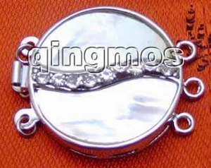 30mm Cáscara Redonda y Estrás Blanco 3 Hebras Cierre-79 - Imagen 1 de 1