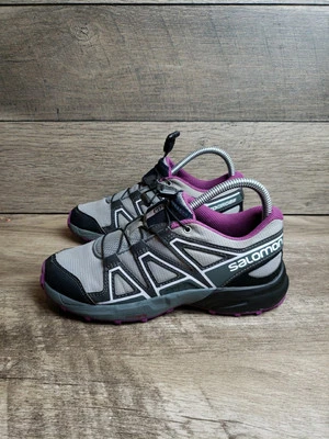 Tênis Big Kids Salomon SpeedCross cinza baixo atlético corrida trilha tamanho 5 - Imagem 1 de 4