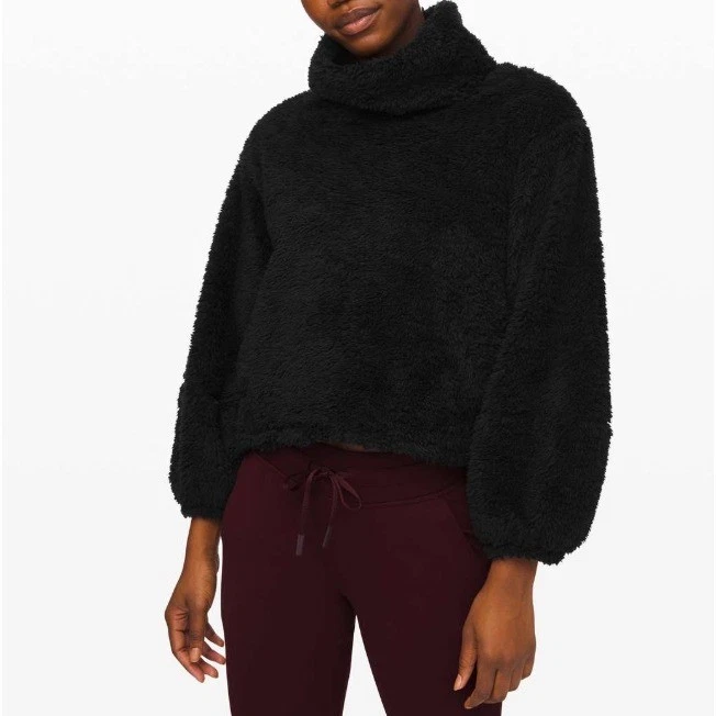 NOVO $148 Pulôver de Lã Lululemon Restauração Quente Sherpa Ajuste Relaxado G/XL Preto - Imagem 1 de 4