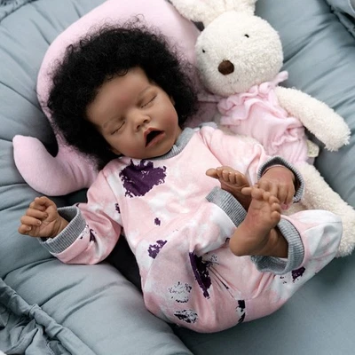 Reborn Baby Dolls Girl Doll Vinyl Silicone Lifelike African American Baby Doll - Image 1 of 4